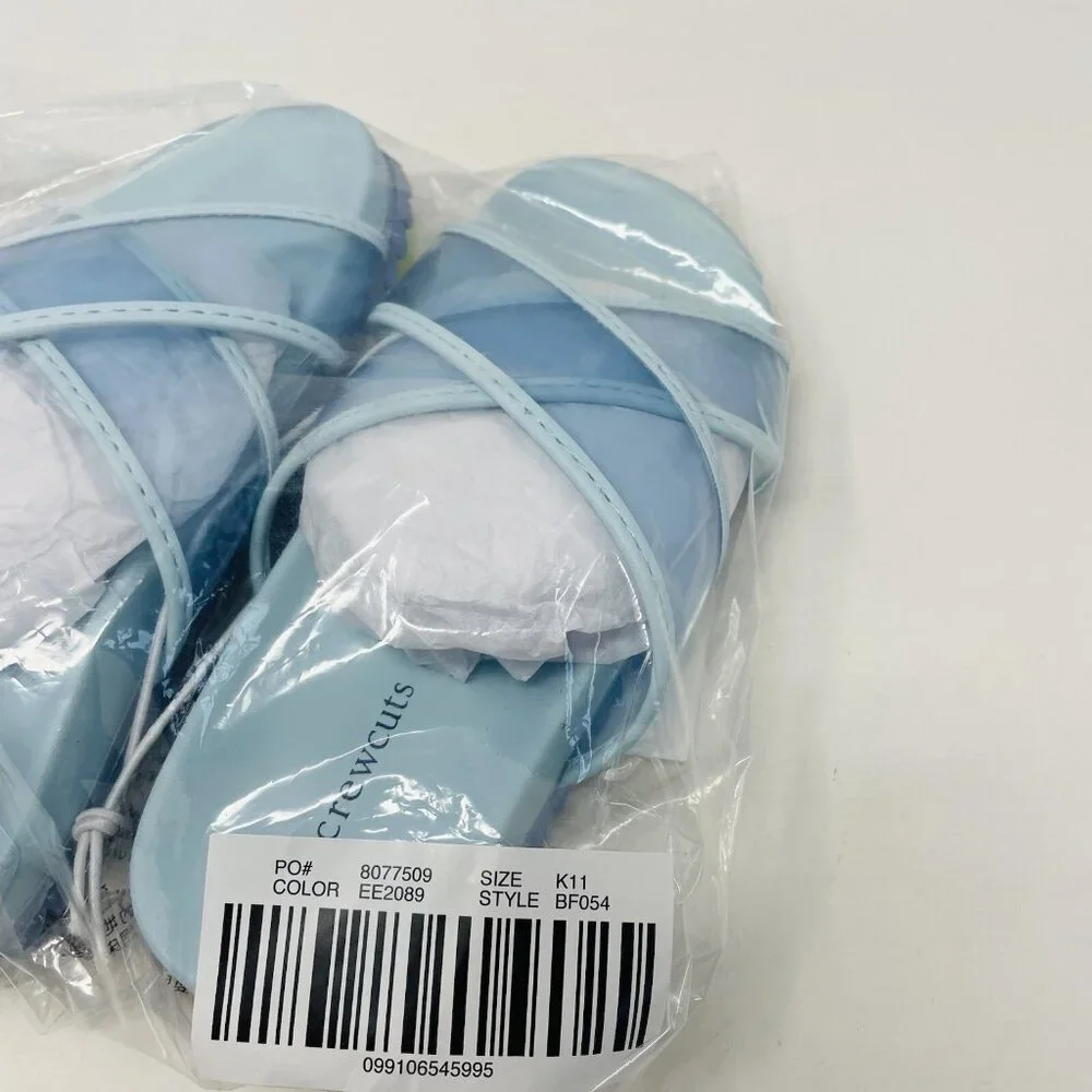 J Crew Crewcuts Little Girl K11 Slip On Pool Clear Jelly Sandals in Blue $45 221
